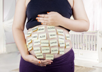 Pregnant belly with baby names choices